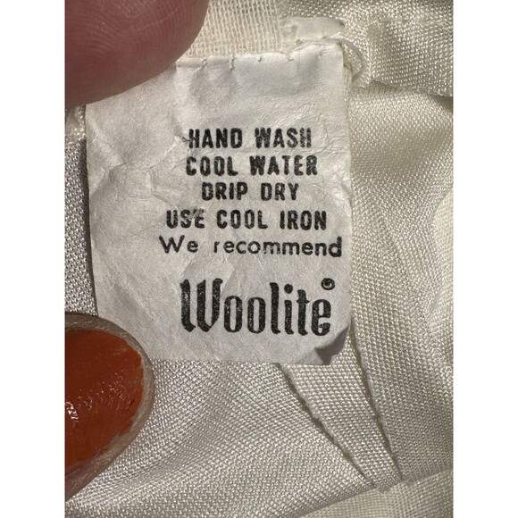 VTG 70s Woolite Maxi Dress White Pleated Asymmetrical Dress Cottagecore Marylin - Picture 2 of 16